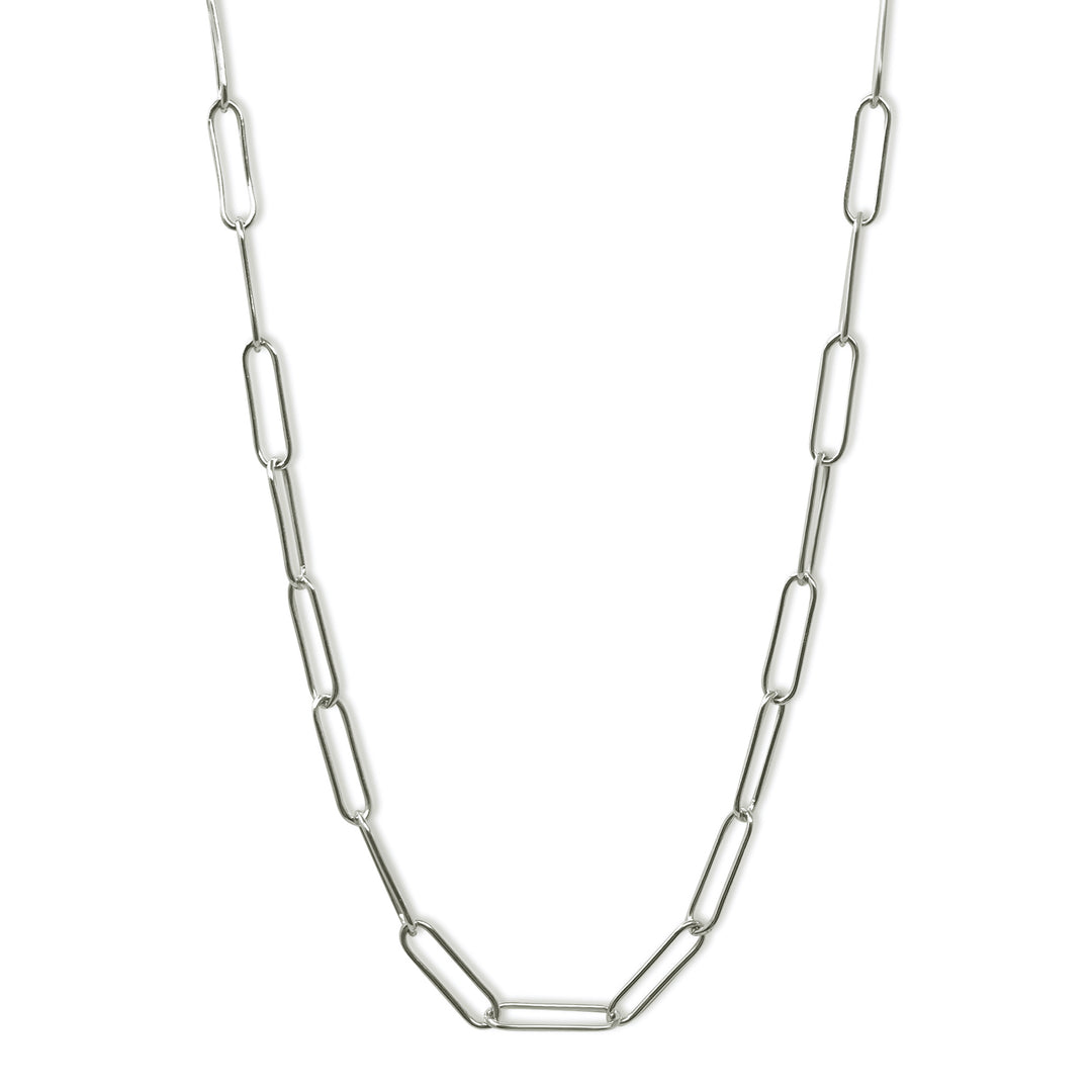 Large Silver Paperclip Necklace