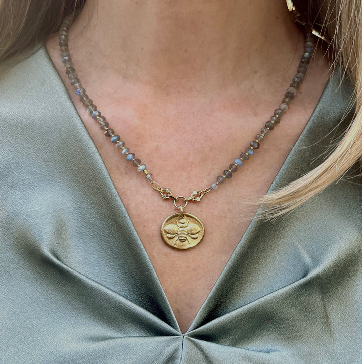Bee Medallion Labradorite Necklace