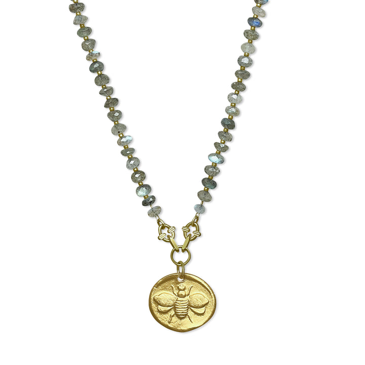 Bee Medallion Labradorite Necklace