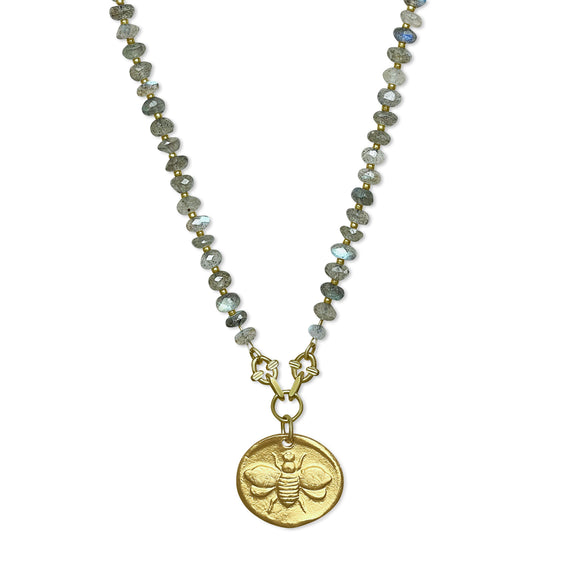 Bee Medallion Labradorite Necklace