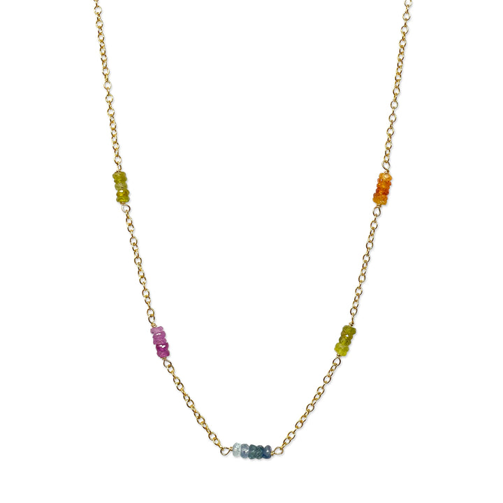Rainbow Sapphire Station Necklace
